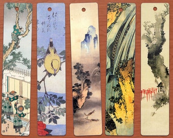 hokusai japanese ladies digital printable bookmarks set of 10