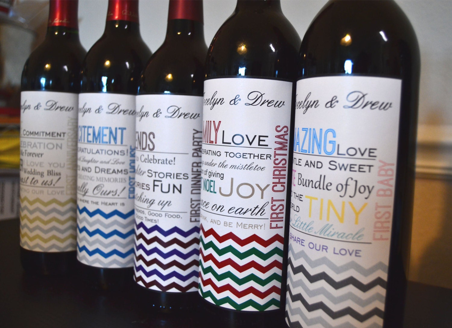 wedding gift custom wine labels set of 5 by wedding gift custom wine labels set of 5 by