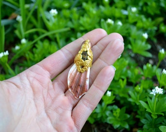 Beautiful Shell and Tigers Iron Pendant. Uniquely set. Mermaid, Faery, Elven, Pixie, Gypsy, Boho