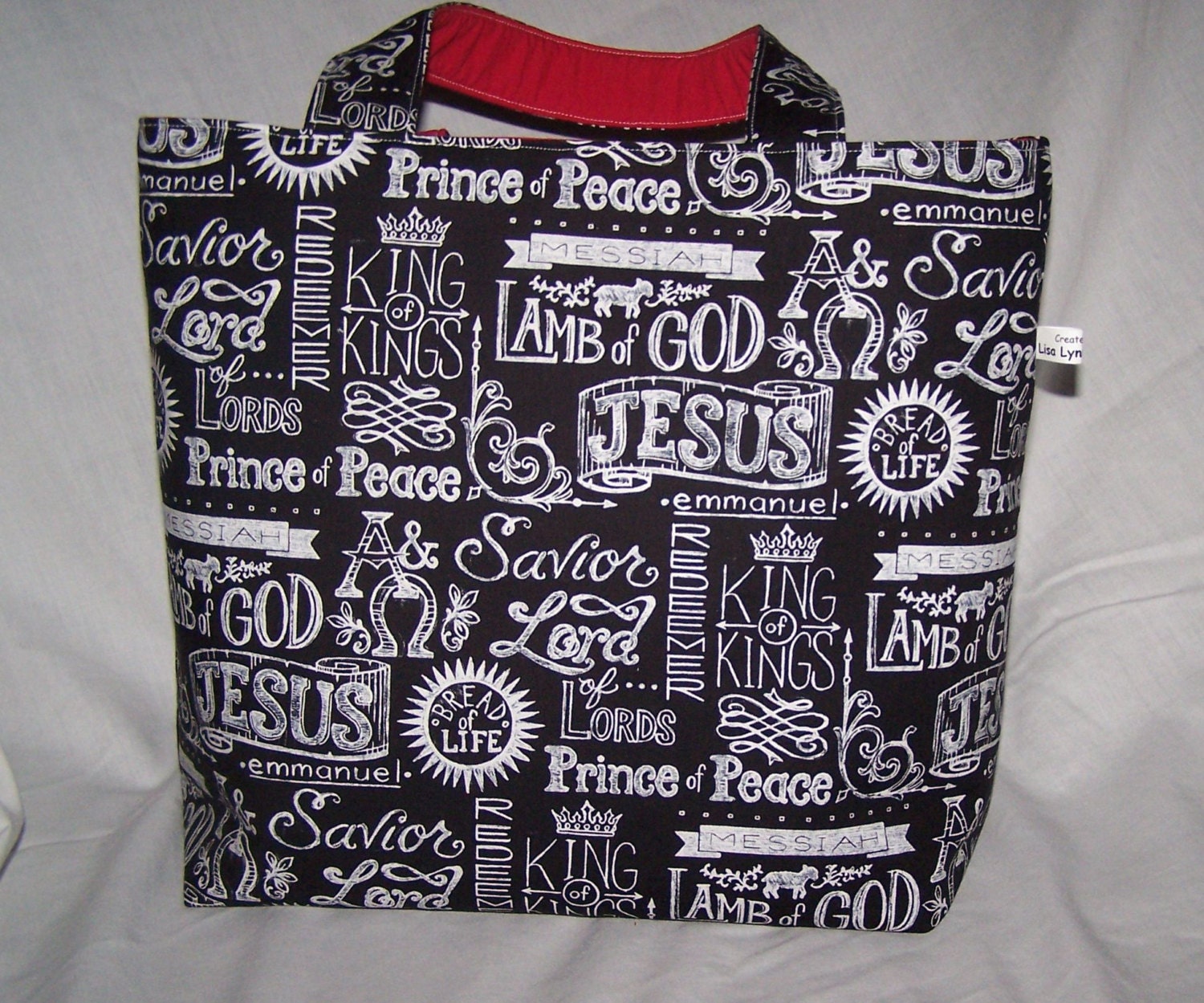 Christian fabric small tote bag hand bag church bag