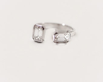 14k gold .75 ct emerald cut diamond ring