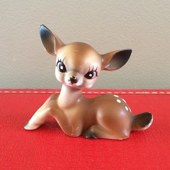 Vintage ceramic deer figurine woodland home decor
