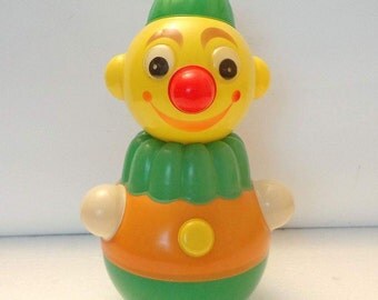 Vintage Roly Poly Soviet Russian Nevalyashka Clown 12". Baby Toy Doll. Celluloid Roly Poly Toy Doll Nevalyashka