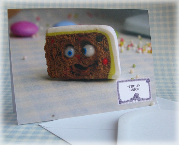 Fruitcake Greetings Card Fruit Cake Notelet Fun Cute Funny