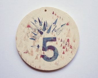 Five Little Hangings. Cream Stoneware. Wall Hanging. Home Decor. Wall Art Decor.