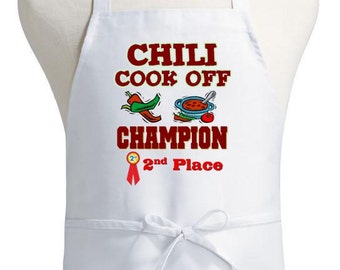 White Bib Apron Chili Cook Off Champion Second Place Chef Aprons