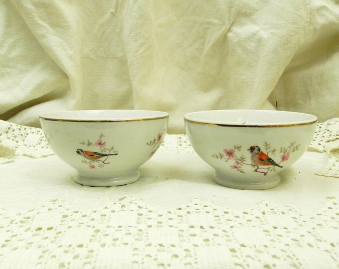 2 Small Vintage Bone China Childrens Ceramic Café au Lait Bowl / French Country Decor / Coffee Bowl / Shabby Chic / French Decor Retro Home
