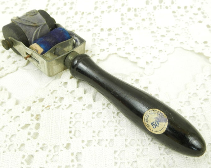 Antique French Embroidery Ink Stamp Roller / French Decor / Vintage Haberdashery / Antique Craft Supplies/ Linen/ Vintage French/ Needlework