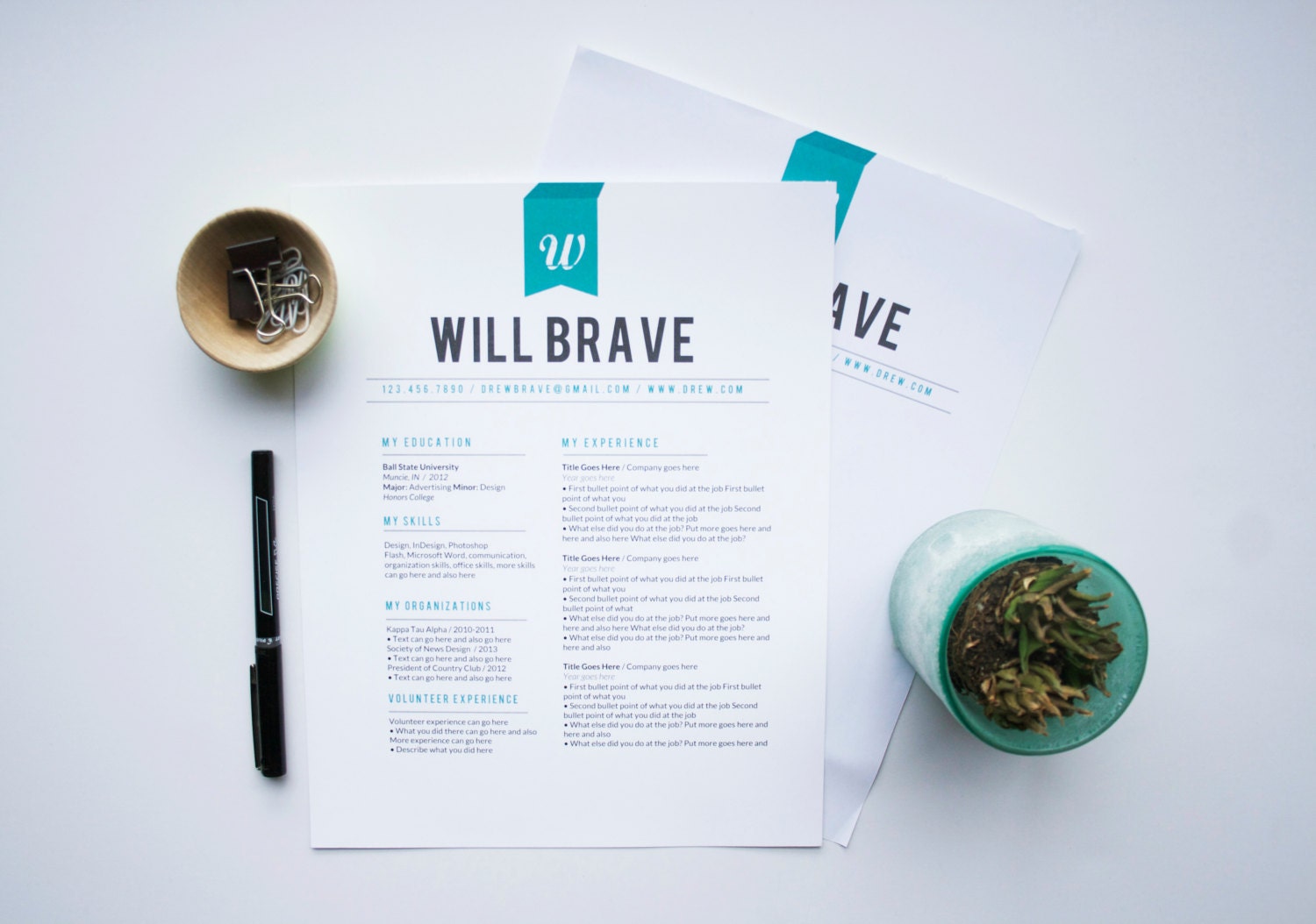 Instant Download Resume & Letterhead Template / The Will