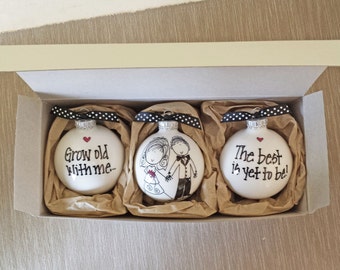 Wedding Ornaments, Wedding Gift Set, Personalized Wedding Ornament, Bride Groom Ornament, Wedding Gift - "Grow Old With Me..." Ornament