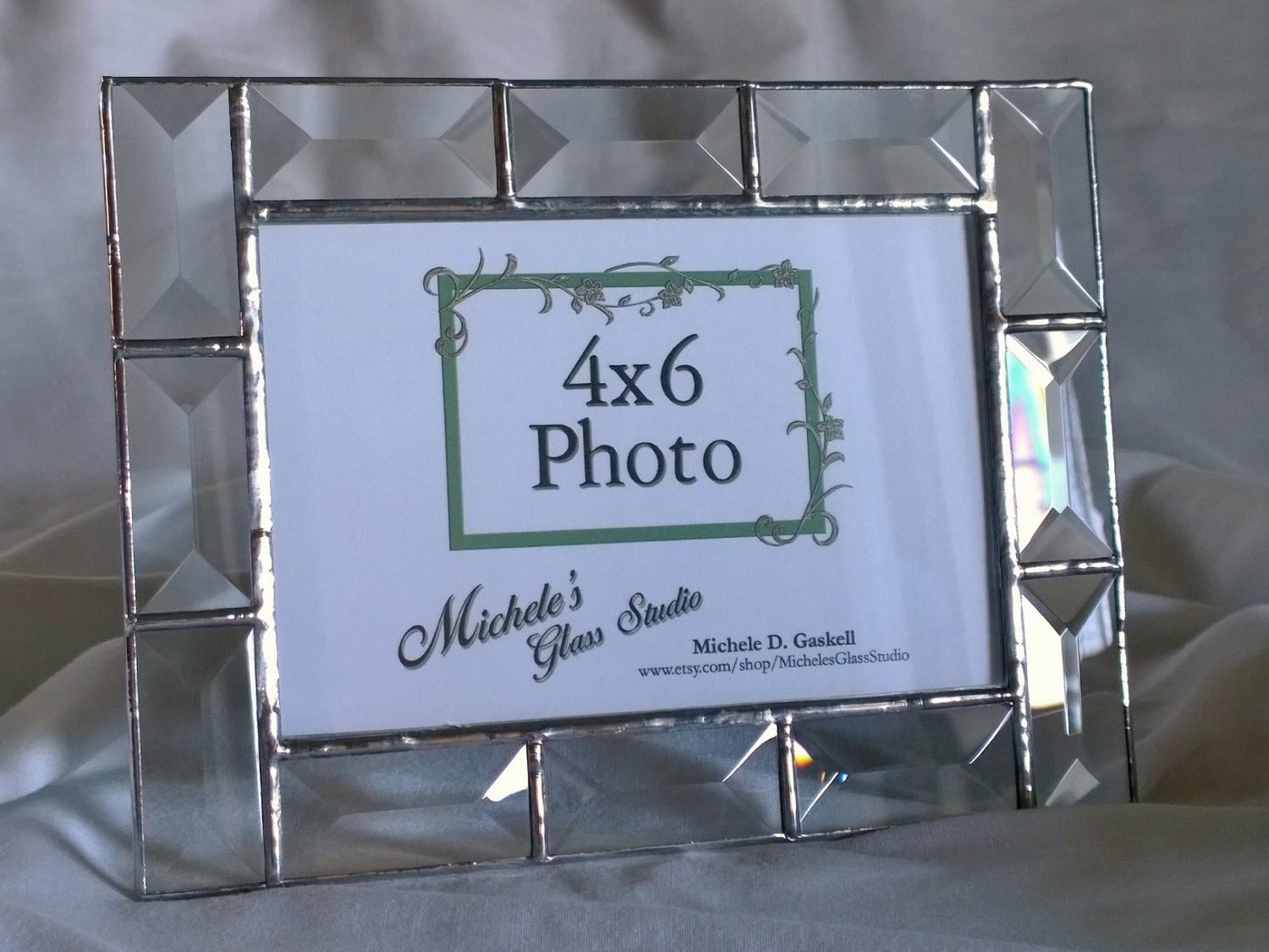 4x6 clear beveled glass picture frame with twelve 1x2 bevels