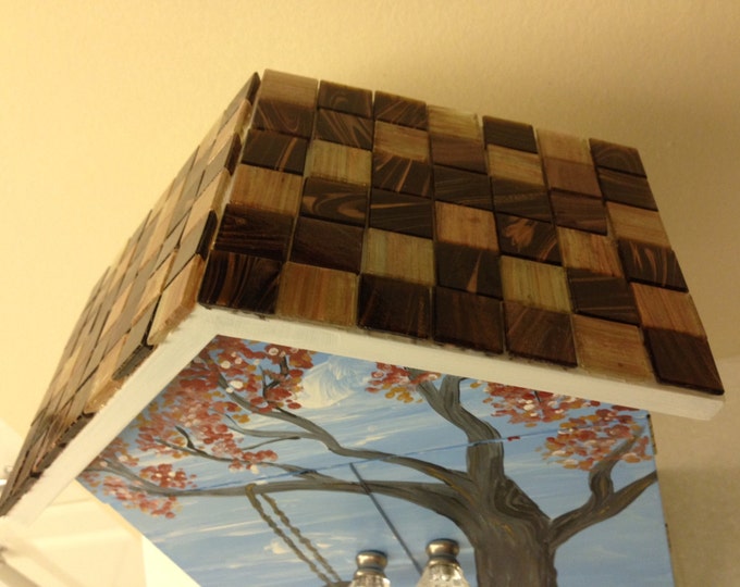 Wood 2 Door, 1 Drawer Jewelry box/Treasure Box, Painted with Acrylics and a Real Tiled Roof
