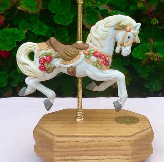 Carousel Horse Figurine Wind Up Truning Musical by BringItOnBack