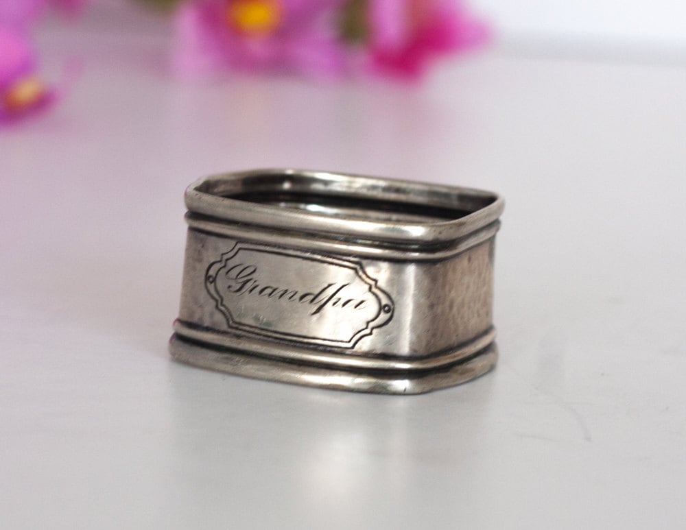 Sterling Silver Napkin Holder For Grandfather by CozyTraditions