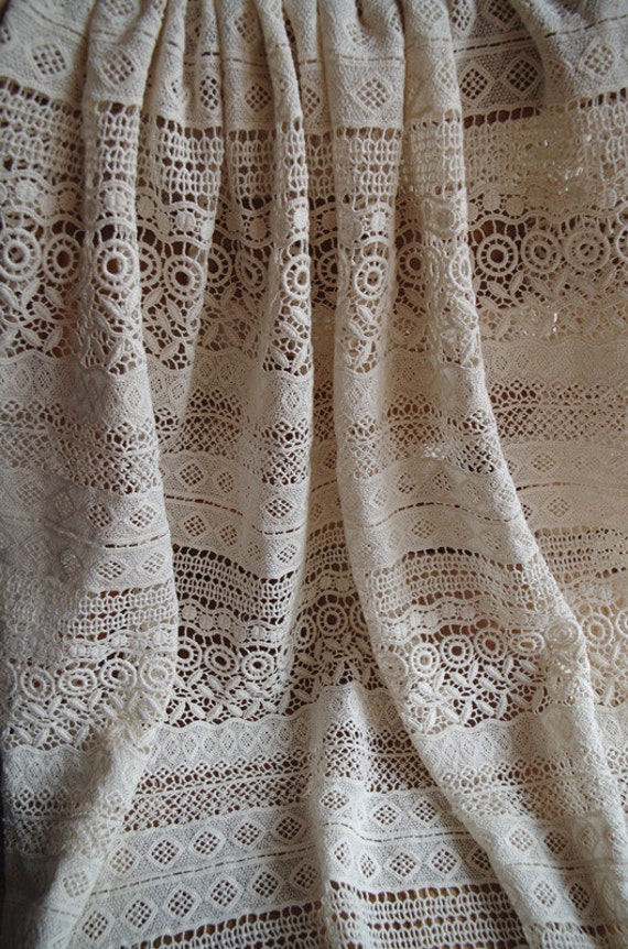 ivory cotton Lace Fabric cotton crocheted lace fabric