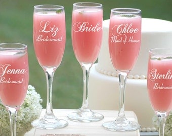 8 Personalized Wedding Gift Ideas, Bridesmaid Champagne Glasses, Toasting Glasses, Infinity Champagne Flutes, Engraved Bridesmaid Gifts