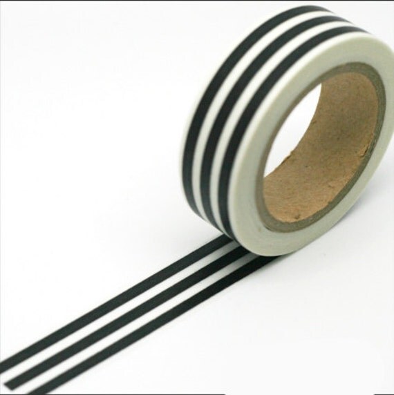 Black and White Striped Washi Tape by JJkun on Etsy