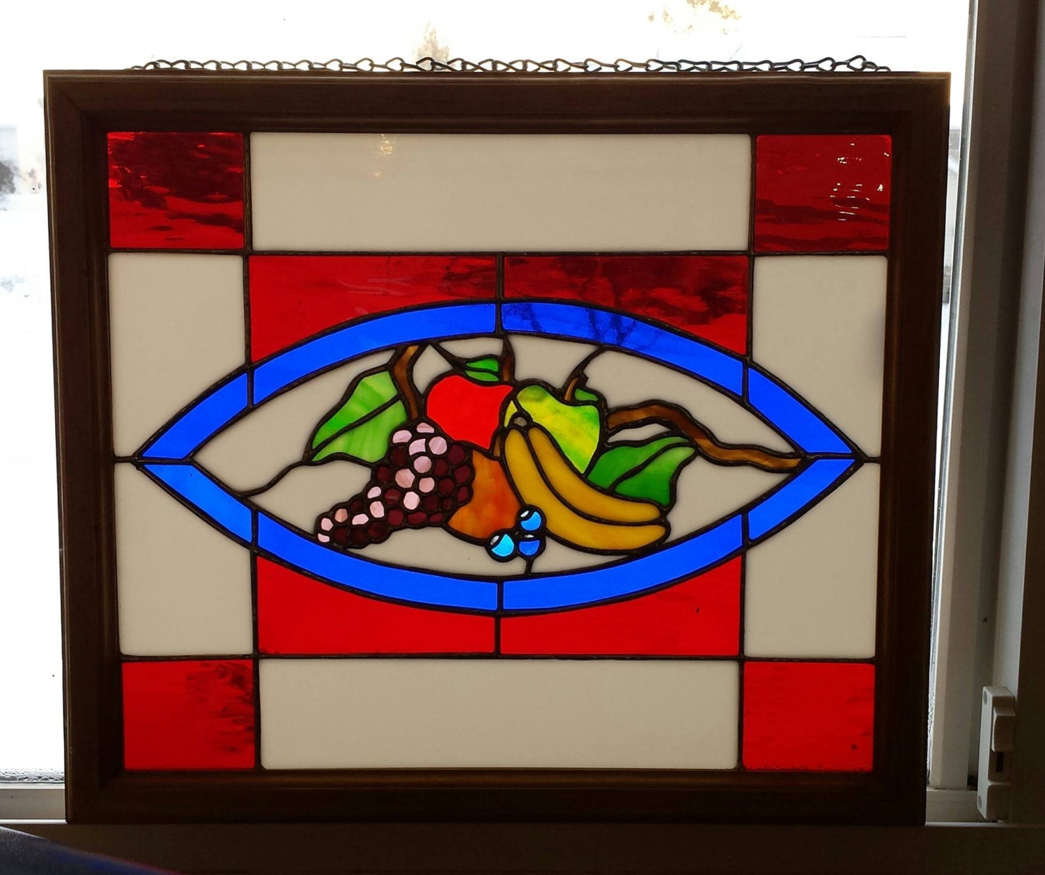 Framed Stained Glass Window / Fruit . Gift for Her.