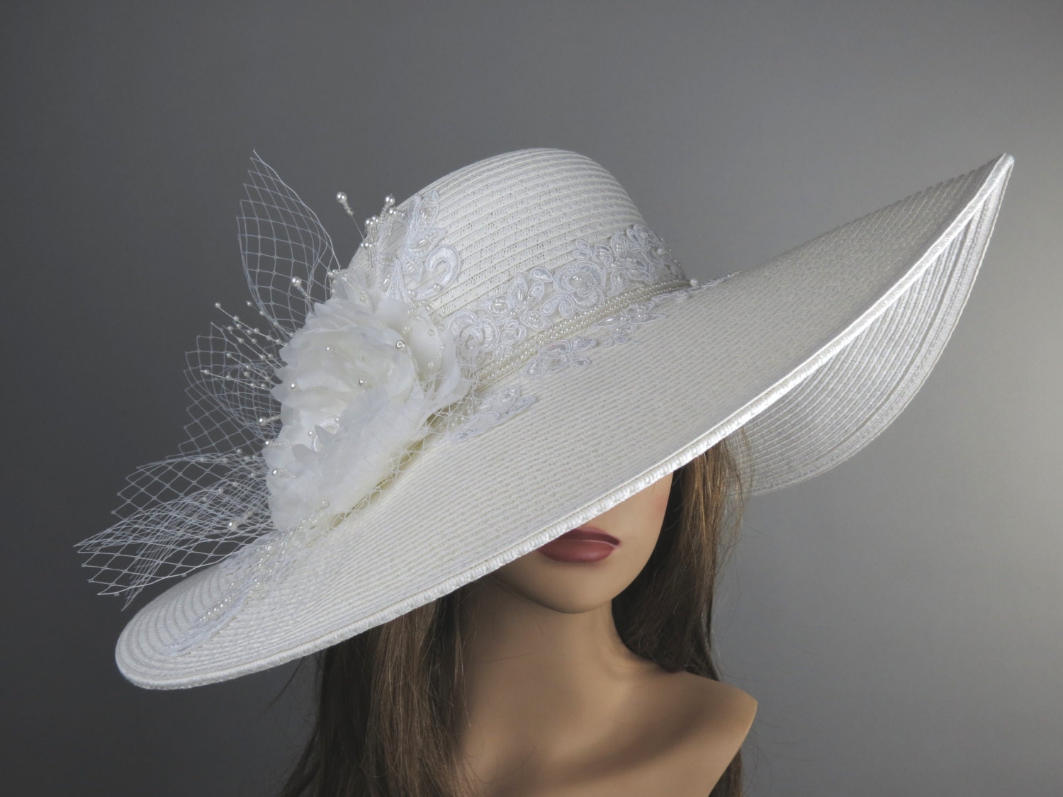 Off White Church Wedding Hat Head Piece Kentucky Derby Hat