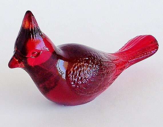 red cardinal glass figurine