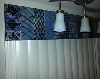 Kitchen Valance Hand Painted Canvas Window Treatment Window Decor Acrylic Painted Canvas Window Valance Window Art Hand Painted Custom Made