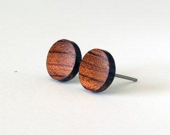 Wood studs, wood earrings, mens earrings, wooden stud earrings, men's studs, wood post earrings, men's earrings, rustic studs, bubinga studs