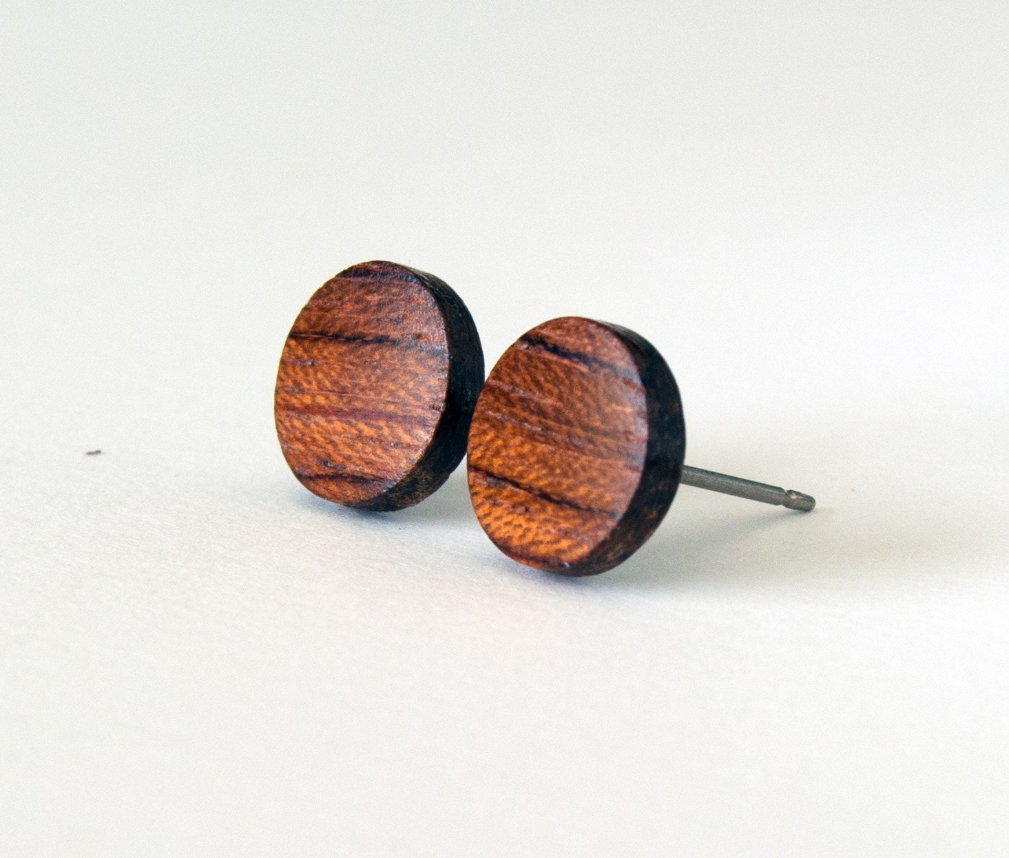 Wood studs wood earrings mens earrings wooden stud