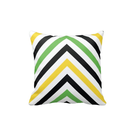 Chevron Striped Throw Pillow Cover-Insert-Yellow Green Black