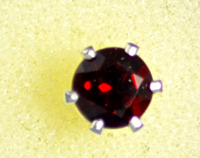 Red Garnet Studs, 6mm Round, Natural, Set in Sterling Silver E719