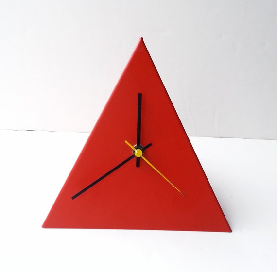 Items similar to Red Triangle Table Clock on Etsy