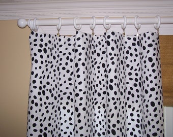 Black and White Curtain Panels. Dalmation.Polka Dots. Window Treatment. Drapery.Premier Prints. Two Curtain Panels. Drapes.Nursery.Children