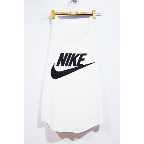 Nike Tank Top Sport Clothing White Cream Workout by pingypearshop