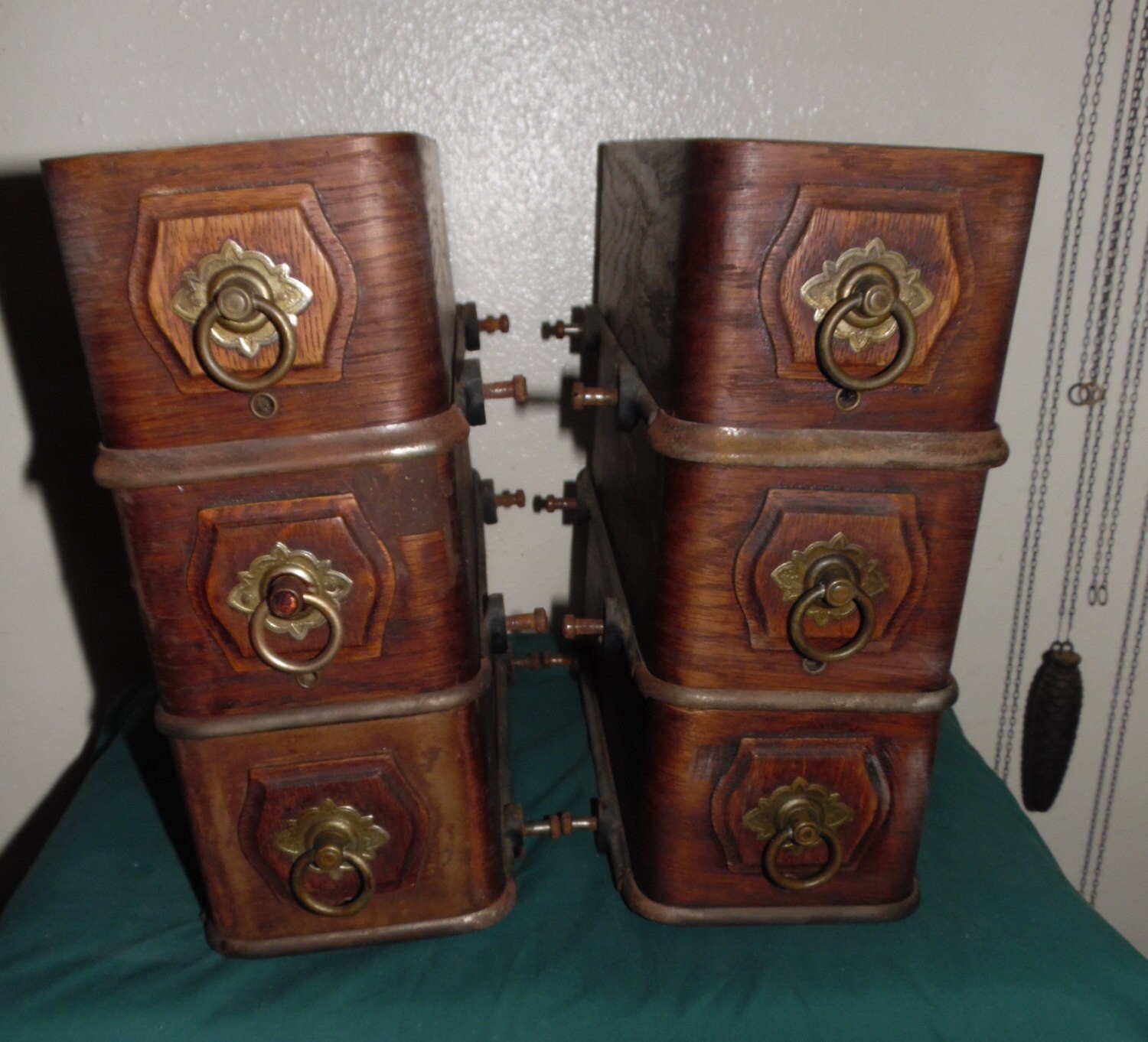 6 Antique Domestic Treadle Wood Sewing Drawers WITH Iron Drawer Slide ...