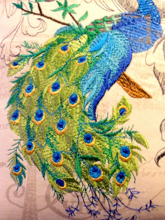 Embroidered Peacock Pillow Cover Premier Prints Eiffel