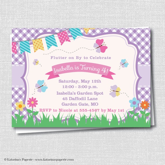 Butterfly Themed Birthday Party Invitations 3