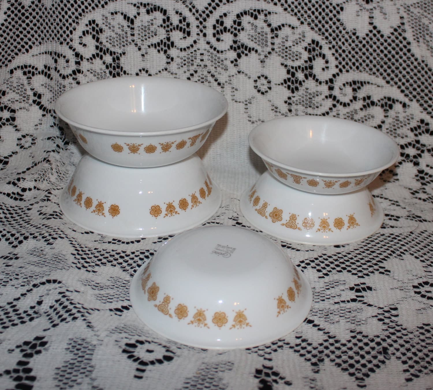 Corelle Butterfly Gold 5 bowl set small berry by prettydish