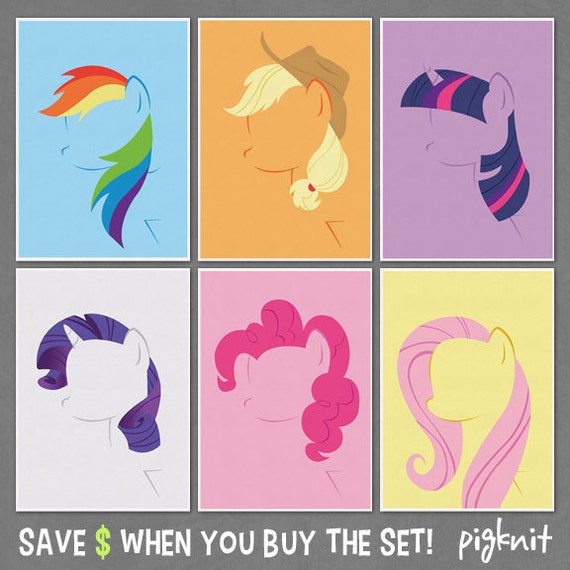 5x7 Set of 6 Elements My Little Pony Art My Little Pony