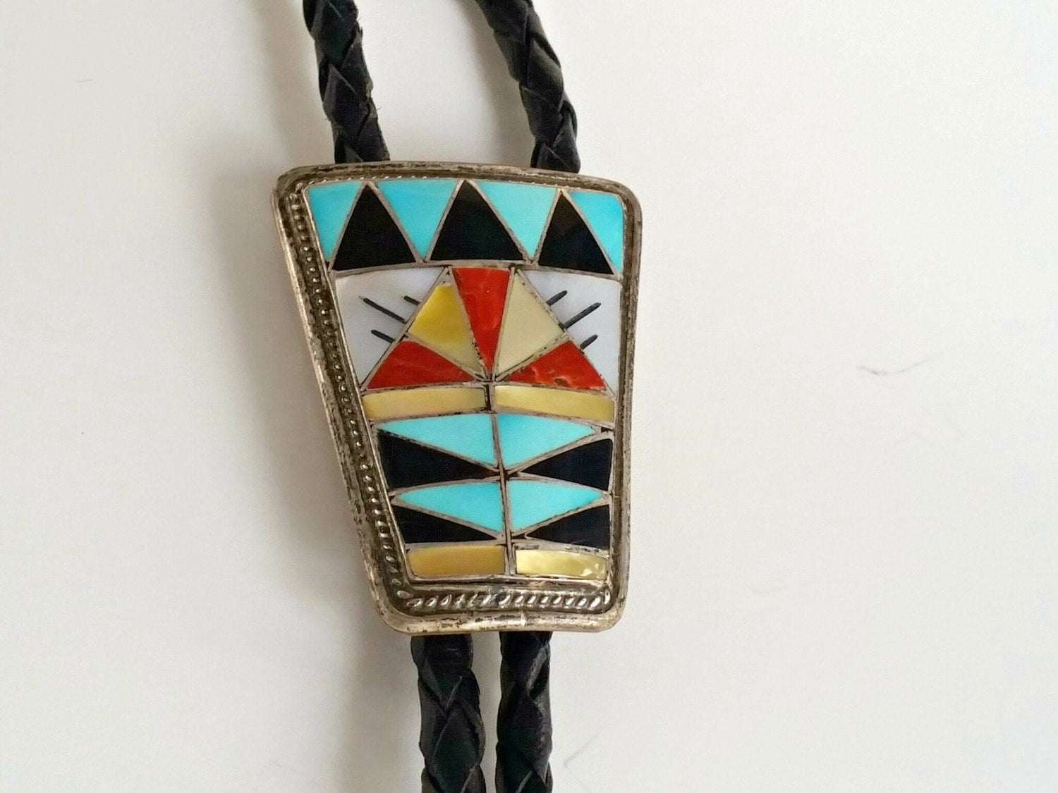 Sterling Silver Zuni Tie Vintage Bolo Tie Zuni Bolo Tie