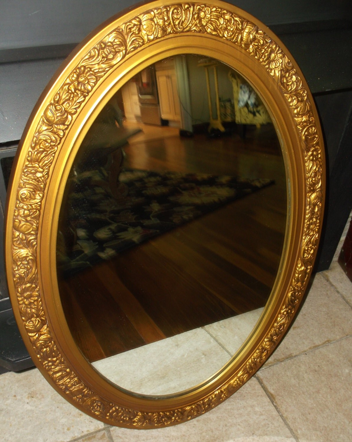 Vintage Ornate Gold Tone Oval Mirror Vintage Oval Mirror