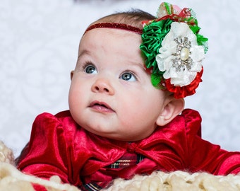 Christmas Sparkle Headband, Photo Prop, Newborn Christmas Headband, Baby Girl, Christmas Headband, Holiday Headband, Christmas Couture
