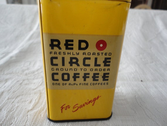 Red Circle Coffee Tin Bank Vintage By Tammysfindings On Etsy