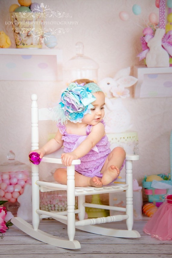 Mystical Mermaid over the top couture headband/over the top bow/ flower headband