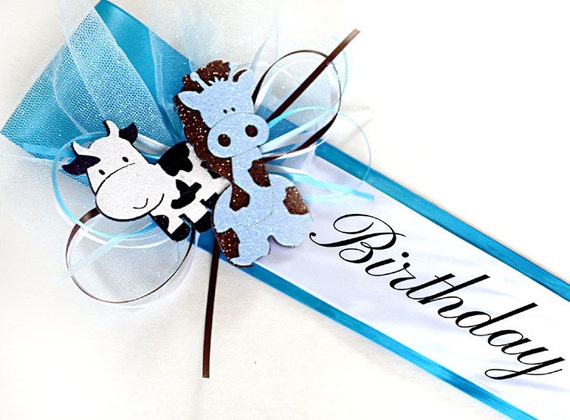 Birthday Boy Sash - Blue Baby Sash, First Birthday, Birthday Party Sash, Animal Birthday