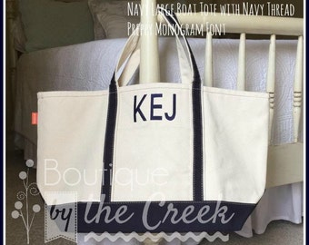 Monogrammed Zippered Canvas Large B each Bag - Boat Tote ...