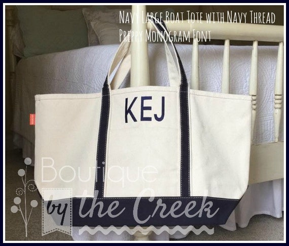 Monogrammed Zippered Canvas Large Beach Bag - Boat Tote