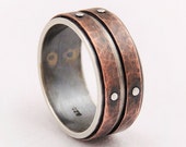 Mens wedding band ring - silver copper ring,mens engagement ring,mens rustic ring,unique ring