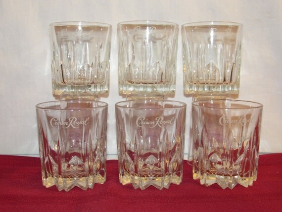CROWN ROYAL GLASSES Set of 6 Lowball Cocktail by OurLeftovers