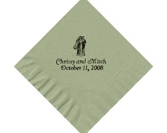 50 Bride & Groom logo beverage cocktail personalized napkins wedding engagement anniversary birthday holiday special event
