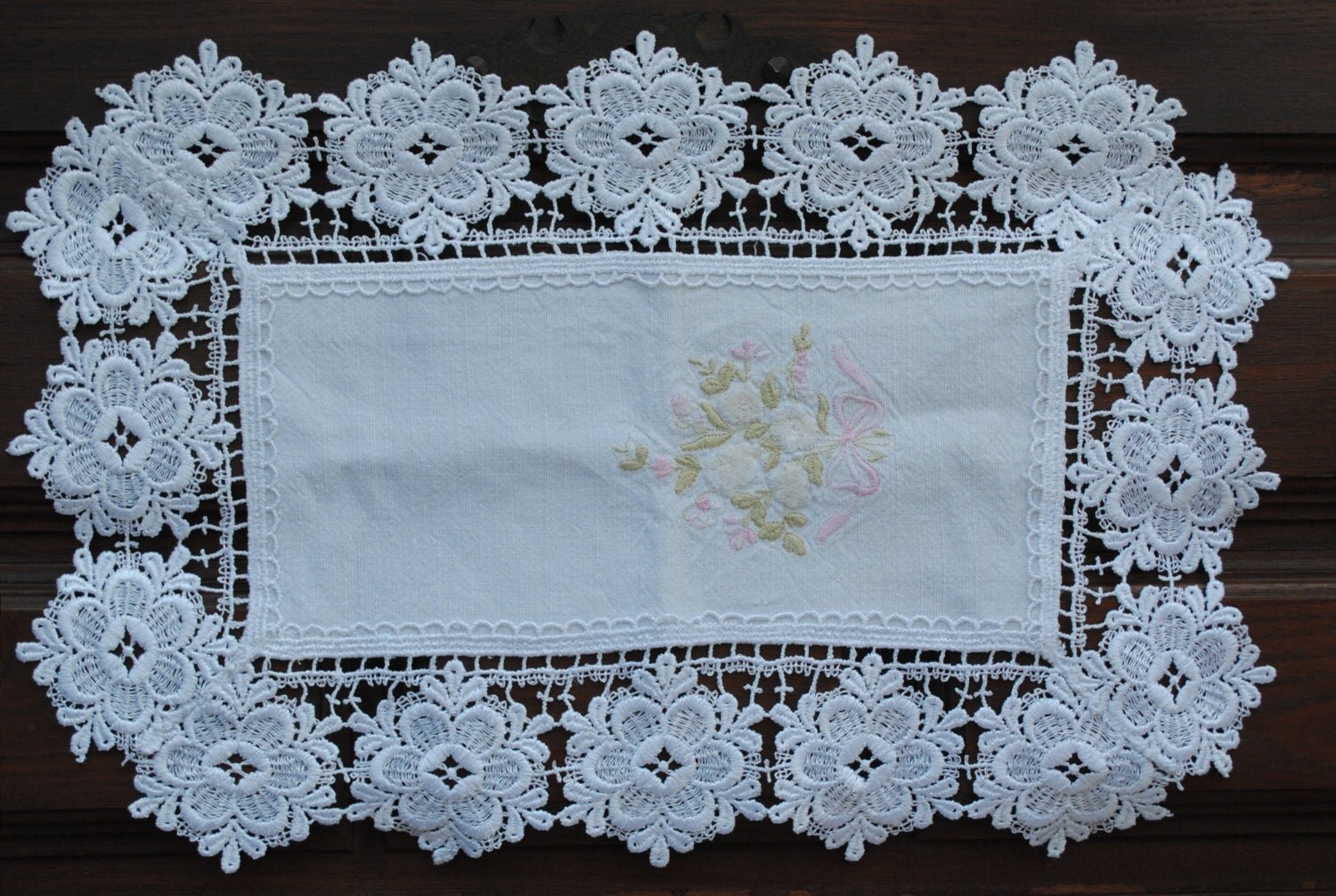 Vintage CROCHET Furniture doilies hand EMBROIDERY French style