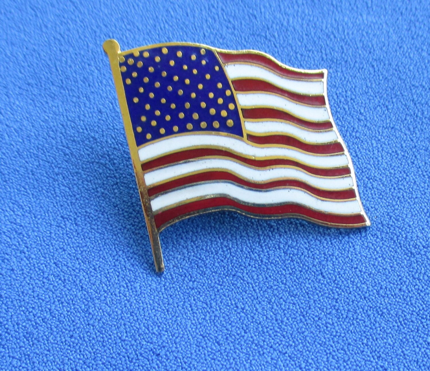 Vintage Enameled Waving American Flag Metal Lapel Pin